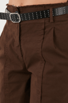 Lela Pamuklu Relaxed Fit Geniş Paça Dikiş Detaylı Kemerli Bayan Pantolon 68351208 KAHVE