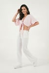 Lela Pamuklu Relaxed Fit Geniş Paça Müslin Kadın Pantolon 668YP5502 BEYAZ