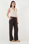 Lela Pamuklu Relaxed Fit Geniş Paça Müslin Kadın Pantolon 668YP5502 Acı Kahve