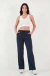 Lela Pamuklu Relaxed Fit Geniş Paça Müslin Kadın Pantolon 668YP5502 LACİVERT