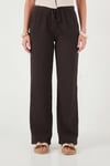 Lela Pamuklu Relaxed Fit Geniş Paça Müslin Kadın Pantolon 668YP5502 Acı Kahve