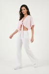 Lela Pamuklu Relaxed Fit Geniş Paça Müslin Kadın Pantolon 668YP5502 BEYAZ