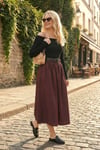 Lela Pamuklu Relaxed Fit Lastikli Bel Kemer Detaylı Midi Boy Bayan Etek 6921273 MÜRDÜM