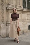 Lela Pamuklu Relaxed Fit Lastikli Bel Kemer Detaylı Midi Boy Bayan Etek 6921273 TAŞ
