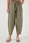 Lela Pamuklu Relaxed Fit Normal Bel Daralan Paça Bayan Pantolon 668YP5198 HAKİ