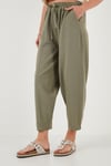 Lela Pamuklu Relaxed Fit Normal Bel Daralan Paça Bayan Pantolon 668YP5198 HAKİ