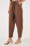 Lela Pamuklu Relaxed Fit Normal Bel Daralan Paça Bayan Pantolon 668YP5198 KAHVE