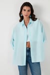 Lela Pamuklu Relaxed Fit Truvakar Kol Bayan Gömlek 514344050 AÇIK MAVİ