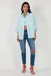 Lela Pamuklu Relaxed Fit Truvakar Kol Bayan Gömlek 514344050 AÇIK MAVİ