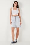 Lela Pamuklu Relaxed Fit Yüksek Bel Cepli Mini Bayan Şort 668YP5384 BEBE MAVİ