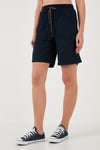 Lela Pamuklu Relaxed Fit Yüksek Bel Cepli Mini Bayan Şort 668YP5384 LACİVERT