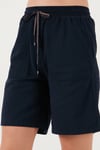 Lela Pamuklu Relaxed Fit Yüksek Bel Cepli Mini Bayan Şort 668YP5384 LACİVERT