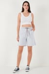 Lela Pamuklu Relaxed Fit Yüksek Bel Cepli Mini Bayan Şort 668YP5384 BEBE MAVİ