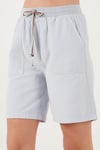 Lela Pamuklu Relaxed Fit Yüksek Bel Cepli Mini Bayan Şort 668YP5384 BEBE MAVİ