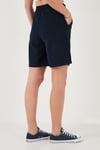 Lela Pamuklu Relaxed Fit Yüksek Bel Cepli Mini Bayan Şort 668YP5384 LACİVERT