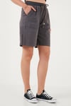 Lela Pamuklu Relaxed Fit Yüksek Bel Cepli Mini Bayan Şort 668YP5384 ANTRASİT