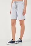 Lela Pamuklu Relaxed Fit Yüksek Bel Cepli Mini Bayan Şort 668YP5384 BEBE MAVİ