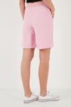 Lela Pamuklu Relaxed Fit Yüksek Bel Cepli Mini Bayan Şort 668YP5384 Şeker Pembe