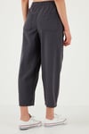 Lela Pamuklu Relaxed Fit Yüksek Bel Geniş Kısa Paça Bayan Pantolon 668YP5318 ANTRASİT