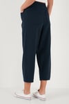 Lela Pamuklu Relaxed Fit Yüksek Bel Geniş Kısa Paça Bayan Pantolon 668YP5318 LACİVERT