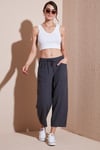 Lela Pamuklu Relaxed Fit Yüksek Bel Geniş Kısa Paça Bayan Pantolon 668YP5318 ANTRASİT