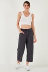 Lela Pamuklu Relaxed Fit Yüksek Bel Geniş Kısa Paça Bayan Pantolon 668YP5318 ANTRASİT
