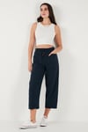 Lela Pamuklu Relaxed Fit Yüksek Bel Geniş Kısa Paça Bayan Pantolon 668YP5318 LACİVERT