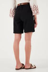 Lela Pamuklu Relaxed Fit Yüksel Bel Kemerli Gabardin Short Bayan Şort 668YP4710 SİYAH