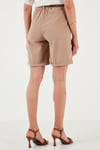 Lela Pamuklu Relaxed Fit Yüksel Bel Kemerli Gabardin Short Bayan Şort 668YP4710 CAMEL