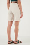 Lela Pamuklu Relaxed Fit Yüksel Bel Kemerli Gabardin Short Bayan Şort 668YP4710 TAŞ
