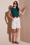 Lela Pamuklu Relaxed Fit Yüksel Bel Kemerli Gabardin Short Bayan Şort 668YP4710 TAŞ