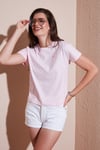 Lela Pamuklu Slim Fit Bisiklet Yaka Minimal İşleme Detaylı Bayan T Shirt 5866398 PEMBE