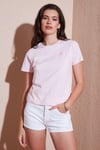 Lela Pamuklu Slim Fit Bisiklet Yaka Minimal İşleme Detaylı Bayan T Shirt 5866398 PEMBE