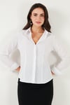 Lela Pamuklu Slim Fit Klasik Yaka Bayan Gömlek 6777423 BEYAZ