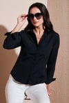 Lela Pamuklu Slim Fit Klasik Yaka Bayan Gömlek 6777423 SİYAH