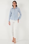 Lela Pamuklu Slim Fit Klasik Yaka Bayan Gömlek 6777423 MAVİ