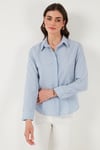 Lela Pamuklu Slim Fit Klasik Yaka Bayan Gömlek 6777423 MAVİ