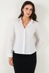 Lela Pamuklu Slim Fit Klasik Yaka Bayan Gömlek 6777423 BEYAZ