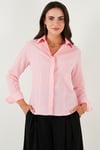 Lela Pamuklu Slim Fit Klasik Yaka Bayan Gömlek 6777423 Şeker Pembe