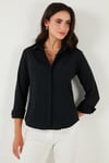 Lela Pamuklu Slim Fit Klasik Yaka Bayan Gömlek 6777423 SİYAH