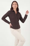 Lela Pamuklu Slim Fit Klasik Yaka Kadın Gömlek 6777423 KAHVE