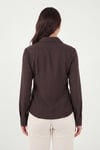 Lela Pamuklu Slim Fit Klasik Yaka Kadın Gömlek 6777423 KAHVE