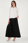 Lela Pamuklu Slim Fit Nakışlı Balon Kol Bayan Gömlek 676208 EKRU