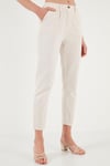Lela Pamuklu Slim Fit Normal Bel Düz Paça Bayan Pantolon 668Y5121 TAŞ