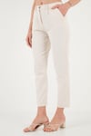 Lela Pamuklu Slim Fit Normal Bel Düz Paça Bayan Pantolon 668Y5121 TAŞ