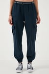 Lela Pamuklu Standart Fit Normal Bel Lastikli Paça Kemerli Jogger Kadın Pantolon 668YP5045 LACİVERT