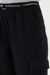 Lela Pamuklu Standart Fit Normal Bel Lastikli Paça Kemerli Jogger Bayan Pantolon 668YP5045 SİYAH