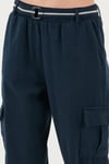 Lela Pamuklu Standart Fit Normal Bel Lastikli Paça Kemerli Jogger Kadın Pantolon 668YP5045 LACİVERT