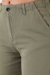 Lela Pamuklu Standart Fit Yüksek Bel Geniş Paça Bayan Pantolon 668YP5344 HAKİ