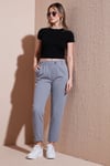 Lela Pamuklu Standart Fit Yüksel Bel Düz Paça Bayan Pantolon 668YP4924 GRİ